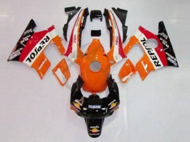 1991-1994 Honda CBR600 F2 Motorcycle Fairings - Orange White Red Glossy Black Repsol