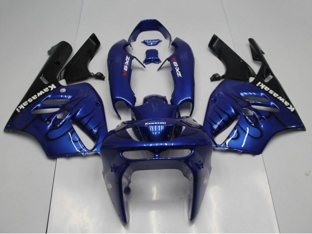 1994-1997 Kawasaki ZX9R Motorcycle Fairings - Blue Black Flame