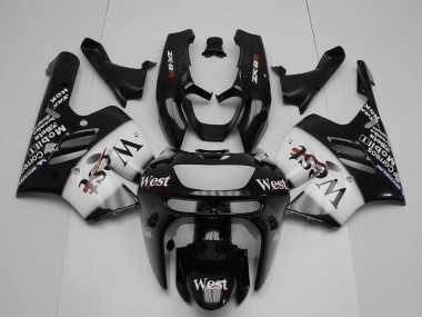 1994-1997 Kawasaki ZX9R Motorcycle Fairings - Glossy Black White West