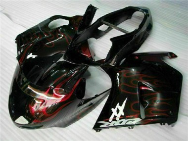 1996-2007 Honda CBR1100XX Blackbird Abs Motorcycle Fairing - Glossy Black Red Flame