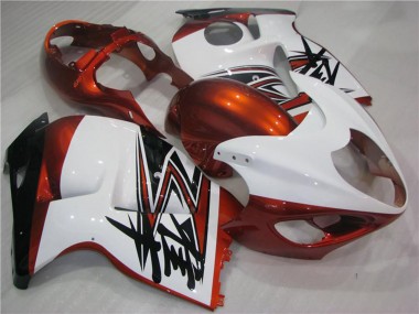 1996-2007 Suzuki GSXR 1300 Hayabusa Motorcycle Fairings - White Orange Black