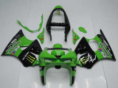1998-1999 Kawasaki ZX6R Motorcycle Fairings - Green Glossy Black Yellow Elf Bridgestone Monster
