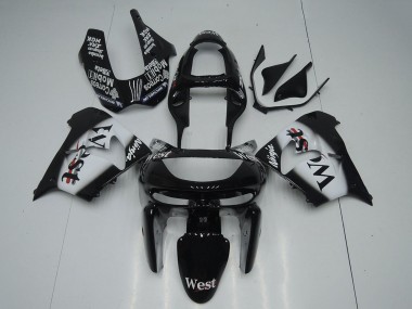 1998-1999 Kawasaki ZX9R Motorcycle Fairings - Glossy Black White West