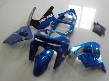 1998-1999 Kawasaki ZX9R Motorcycle Fairings - Blue Black Flame