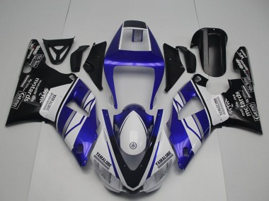 1998-1999 Yamaha YZF R1 Motorcycle Fairings - Blue White Glossy Black Yamalube Motards