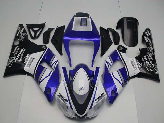 1998-1999 Yamaha YZF R1 Motorcycle Fairings - Blue White Glossy Black Yamalube Motards