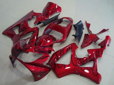 2000-2001 Honda CBR900RR 929 Motorcycle Fairings - Red Glossy Black Flame