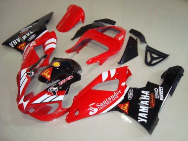 2000-2001 Yamaha YZF R1 Motorcycle Fairings - Red White Glossy Black Santander