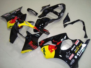 2000-2002 Kawasaki ZX6R Motorcycle Fairings - Glossy Black Yellow Red Bull