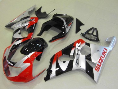 2000-2002 Suzuki GSXR 1000 Motorcycle Fairings - Silver Red Glossy Black