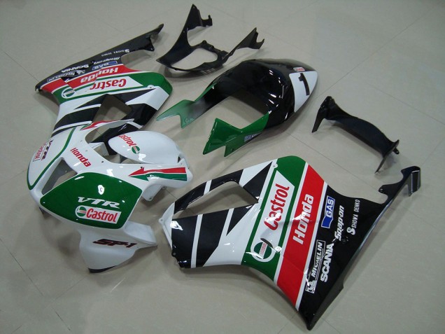 2000-2006 Honda VTR1000 Bike Fairing - White Red Green Glossy Black Castrol