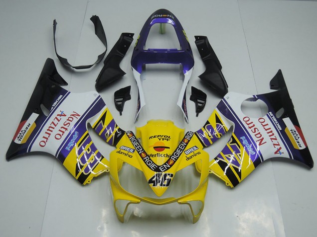 2001-2003 Honda CBR600 F4i Motorcycle Fairings - Yellow White Blue Black Red Nastro Azzurro