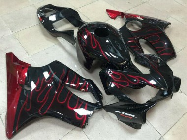 2001-2003 Honda CBR600 F4i Motorcycle Fairing - Glossy Black Red Flame