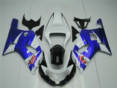 2001-2003 Suzuki GSXR 600/750 Motorcycle Fairings - White Blue Black