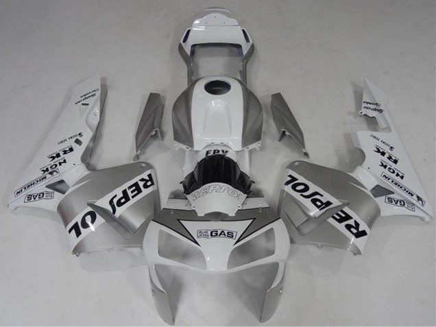 2003-2004 Honda CBR600RR Motorcycle Fairing - White Silver Black Repsol