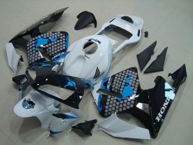 2003-2004 Honda CBR600RR Motorcycle Fairing - White Blue Glossy Black