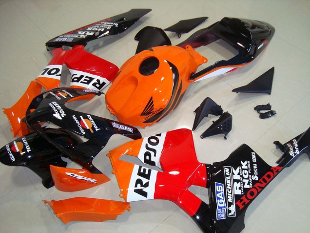 2003-2004 Honda CBR600RR Motorcycle Fairings Kit - Orange White Red Glossy Black Repsol