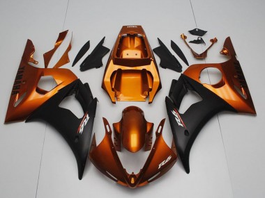 2003-2004 Yamaha YZF R6 Motorcycle Fairings - Orange Matte Black