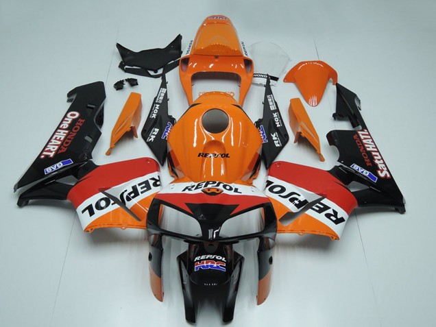 2005-2006 Honda CBR600RR Motorcycle Fairing - Black Orange White Red Repsol