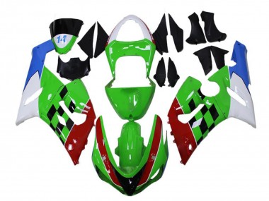 2005-2006 Kawasaki ZX6R Motorcycle Fairings - White Green Blue Red Black