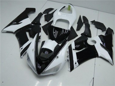 2005-2006 Kawasaki ZX6R Motorcycle Fairings - White Glossy Black