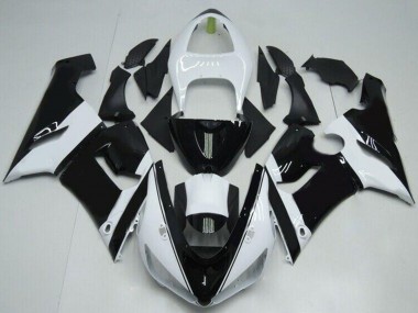 2005-2006 Kawasaki ZX6R Motorcycle Fairings - White Glossy Black