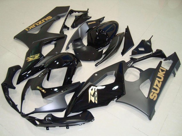 2005-2006 Suzuki GSXR 1000 Motorcycle Fairings - Glossy Black Matte Black Gold Decal