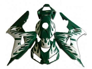 2006-2007 Honda CBR1000RR Motorcycle Fairings - White Green Flame