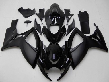 2006-2007 Suzuki GSXR 600/750 Motorcycle Fairings - Matte Black Glossy Black