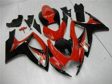 2006-2007 Suzuki GSXR 600/750 Motorcycle Fairings - Red Glossy Black