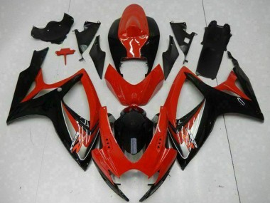2006-2007 Suzuki GSXR 600/750 Motorcycle Fairings - Red Glossy Black