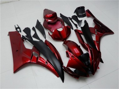 2006-2007 Yamaha YZF R6 Motorcycle Fairing Kits - Red Matte Black
