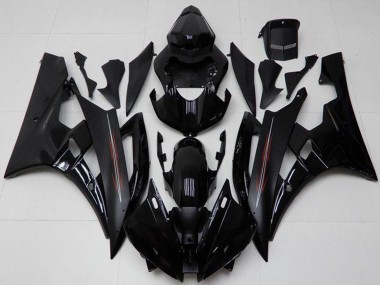2006-2007 Yamaha YZF R6 Motorcycle Fairing Kits - Glossy Black Matte Black