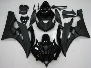 2006-2007 Yamaha YZF R6 Motorcycle Fairing - Glossy Black Matte Black