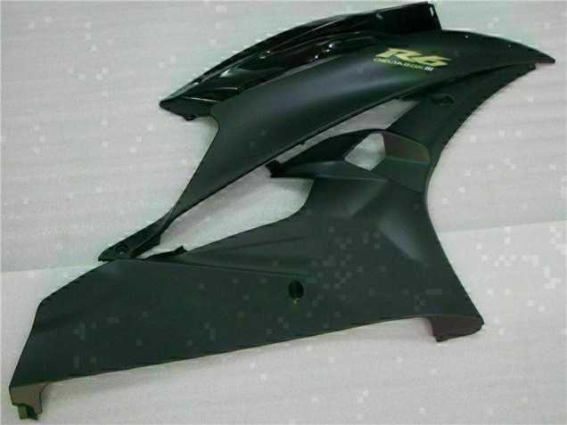 2006-2007 Yamaha YZF R6 Motorcycle Fairings - Glossy Black Matte Black Gold Decals