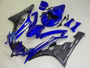 2006-2007 Yamaha YZF R6 Motorcycle Fairings - Blue White Matte Black Motul