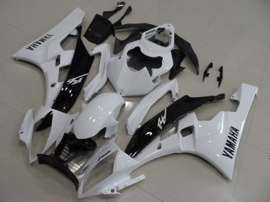2006-2007 Yamaha YZF R6 Motorcycle Fairings - White Glossy Black