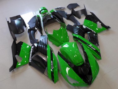 2006-2011 Kawasaki ZX14R ZZR1400 Motorcycle Fairings - Green Glossy Black