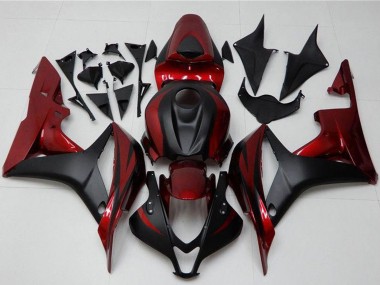 2007-2008 Honda CBR600RR Motorcycle Fairing Kits - Red Matte Black