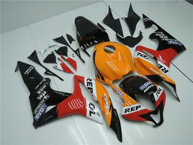 2007-2008 Honda CBR600RR Bike Fairings - Orange White Red Glossy Black Repsol