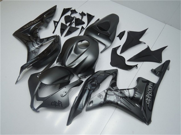 2007-2008 Honda CBR600RR Motorcycle Fairings - Matte Black Graffiti