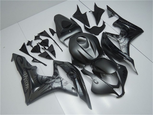 2007-2008 Honda CBR600RR Motorcycle Fairings - Matte Black Graffiti