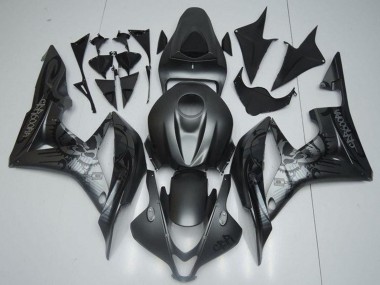 2007-2008 Honda CBR600RR Motorcycle Fairings - Matte Black Graffiti