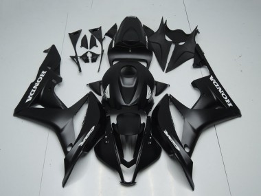2007-2008 Honda CBR600RR Motorcycle Fairings - Matte Black White Decals