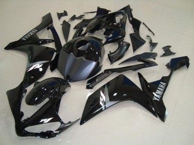 2007-2008 Yamaha YZF R1 Motorcycle Fairings - Glossy Black Matte Black White Decal