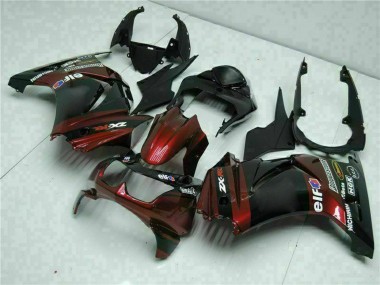 2008-2012 Kawasaki EX250 Motorcycle Fairings - Glossy Black Maroon Red
