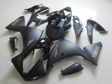 2009-2011 Yamaha YZF R1 Motorcycle Fairings - Glossy Black Matte Black Gold Decals