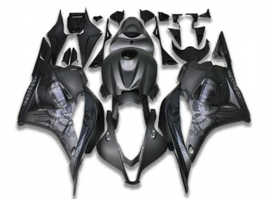 2009-2012 Honda CBR600RR Motorcycle Fairings - Black Grey Skull