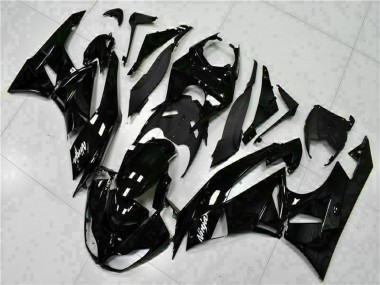 2009-2012 Kawasaki ZX6R Motorcycle Fairings - Glossy Black White Ninja