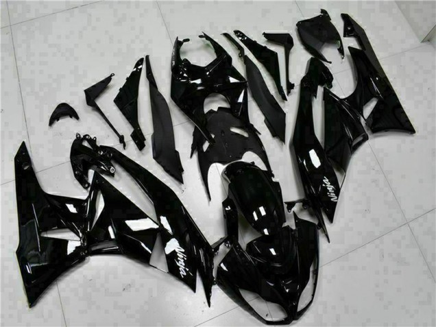 2009-2012 Kawasaki ZX6R Motorcycle Fairings - Glossy Black White Ninja